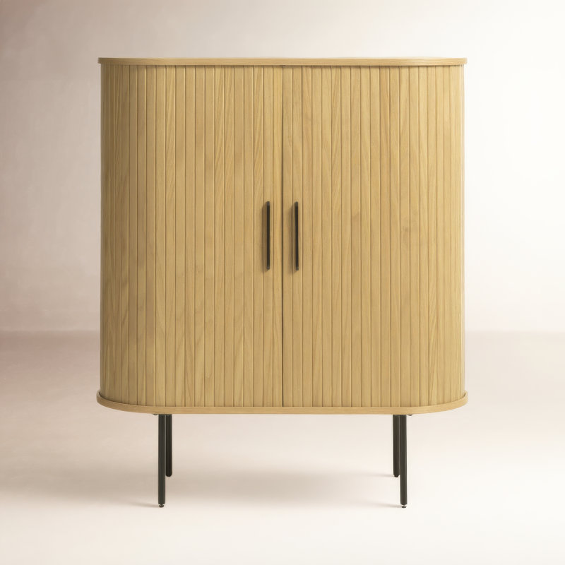 Iris 2-Door Accent Cabinet with Tambour Doors , Natural Oak