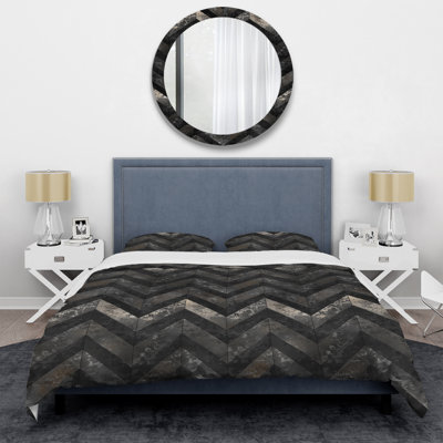 Ensemble de housse de couette transitionnelle Grey Black Chevron Magic II