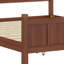 Lit plateforme à panneau plat avec tête et pied de lit, style campagnard minimaliste-806396595