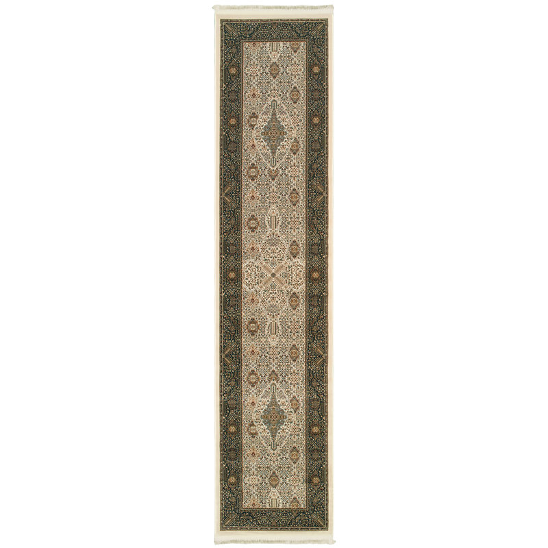 Tapis ivoire tissé à la machine Knepp, Tapis de couloir 2 pi 3 po x 10 pi