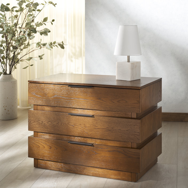 Commode 3 tiroirs Ezora, Chêne moyen