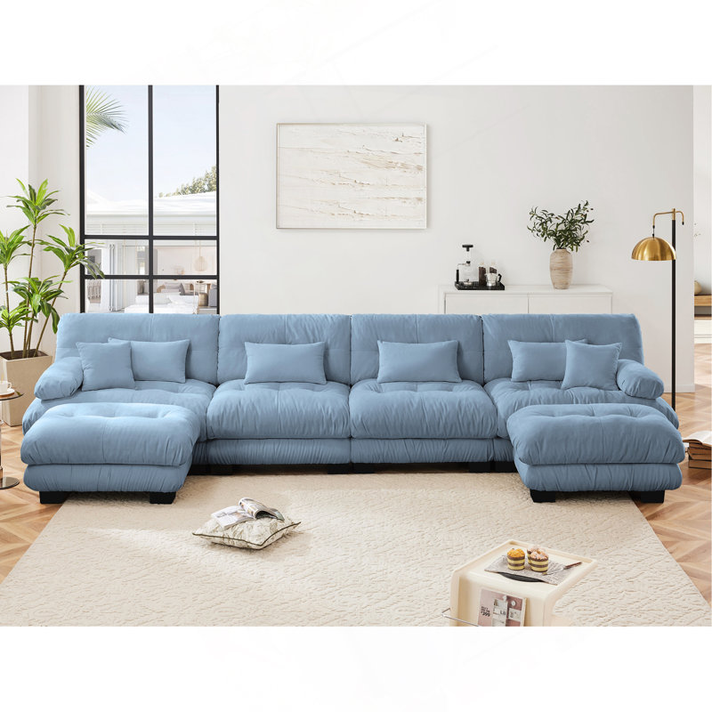 Canapé modulaire à combinaison libre, canapé en forme de U pour le salon, canapé confortable à 4 places avec 2 repose-pieds, chenille
