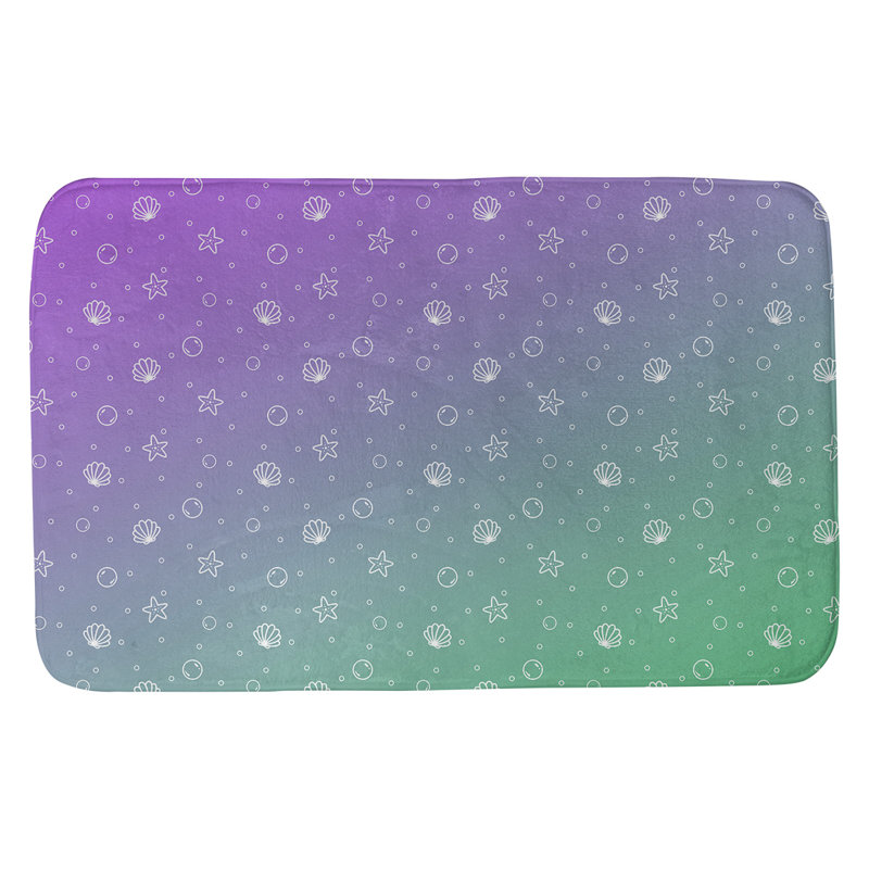 Tapis pour salle de bain coquillage Mcguigan, l 17 po x L 24 po, Mauve / Vert