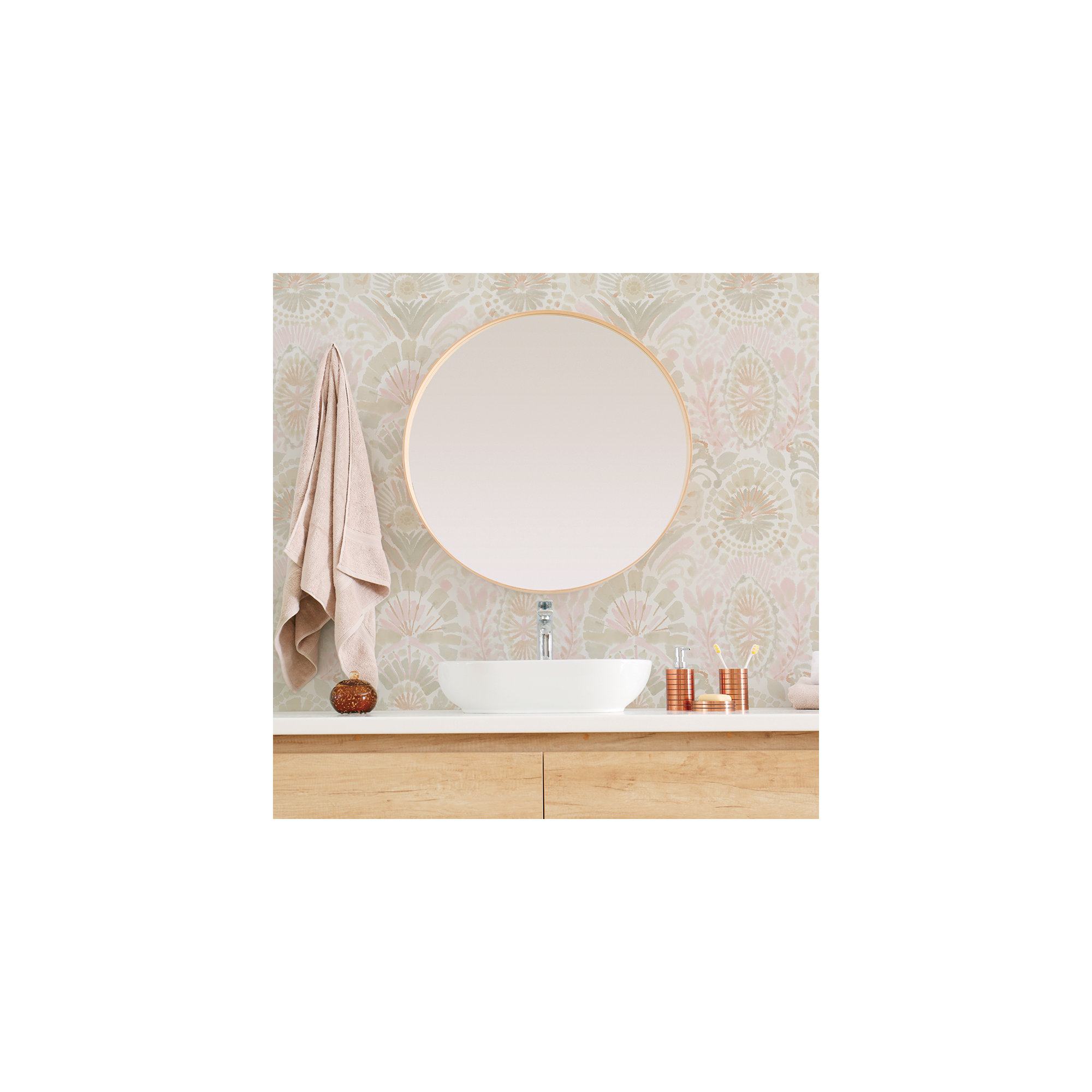 Bohemia Peel and Stick Wallpaper, Pink, 108" L x 20.5" W