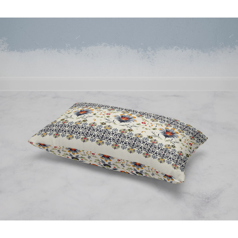 Breezy Botanicals  Rectangular Throw Pillow, Gray/Orange