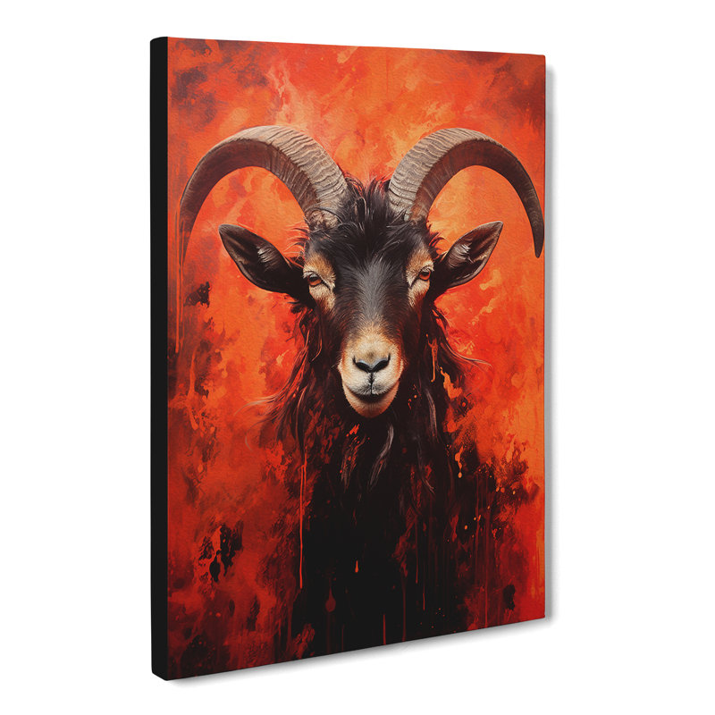 Goat Action Painting Art - Wrapped Canvas, 50cm H x 35cm W x 3cm D