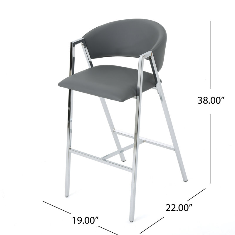 Ansaldi Upholstered Counter Stool with Metal Frame, Gray