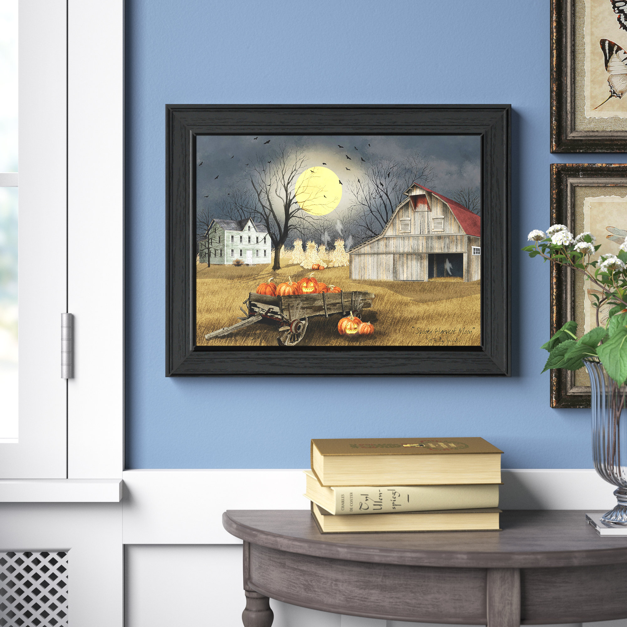 Lark Manor Spooky Harvest Moon Framed Wall Art for Living Room, Home
