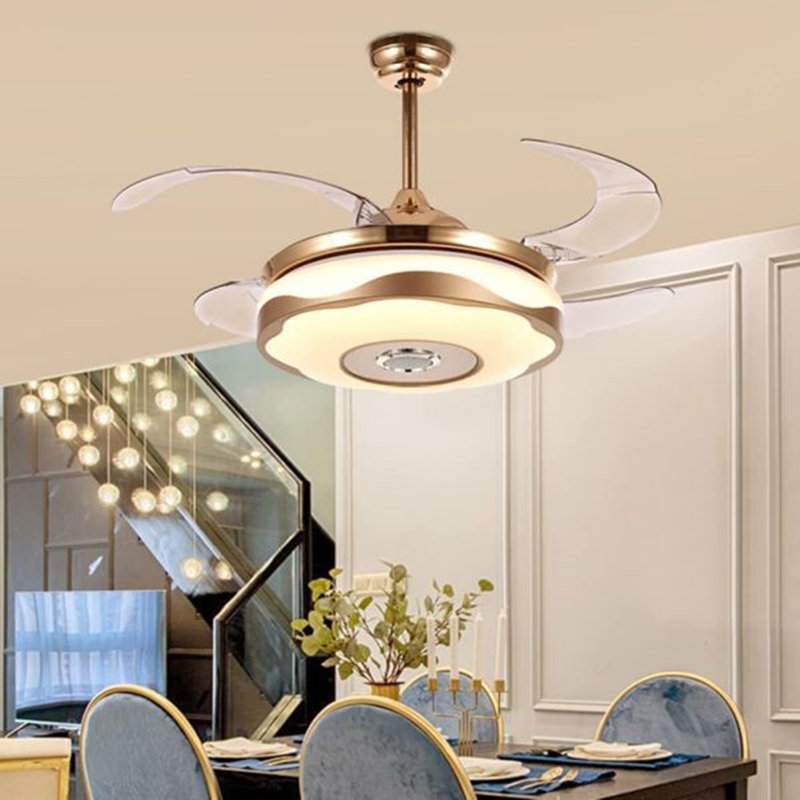 42'' 4 - Blade LED Smart Ceiling Fan with Remote Control and Light Kit Included, 36"
