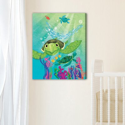 Sea Turtle' Painting Print on Wrapped Canvas -  Marmont Hill, MH-KIDCUR-90-C-31