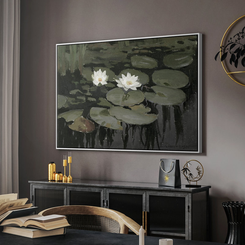Paysage rétro - CDXLVII, Toile encadrée flottée blanche, H 27 po x l 41 po x P 2 po