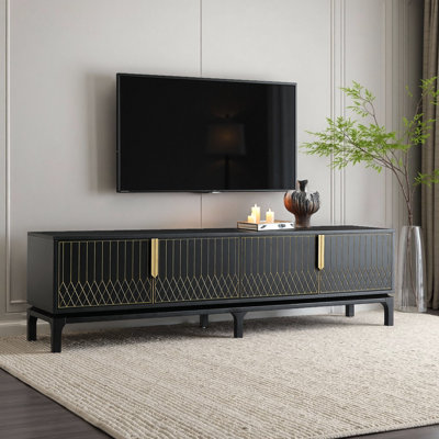 Glam TV Stand For Tvs Up To 85" With 4-Door Storage Cabinet, No Assembly Required by Hokku Designs
