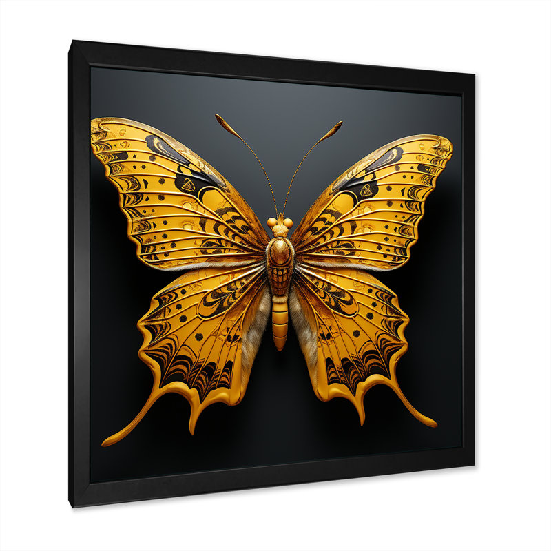 «Butterfly Expressionist Freedom - Butterfly», reproduction d'art sur toile, Cadre simple noir, H 30 po x l 30 po x P 1 po