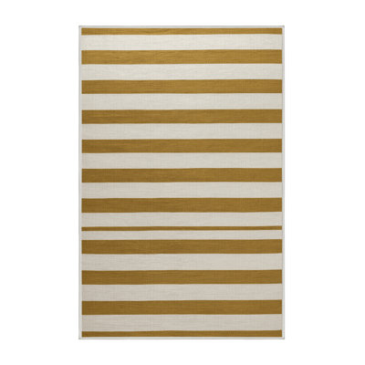 Tapis beige à rayures horizontales lavable à la machine
