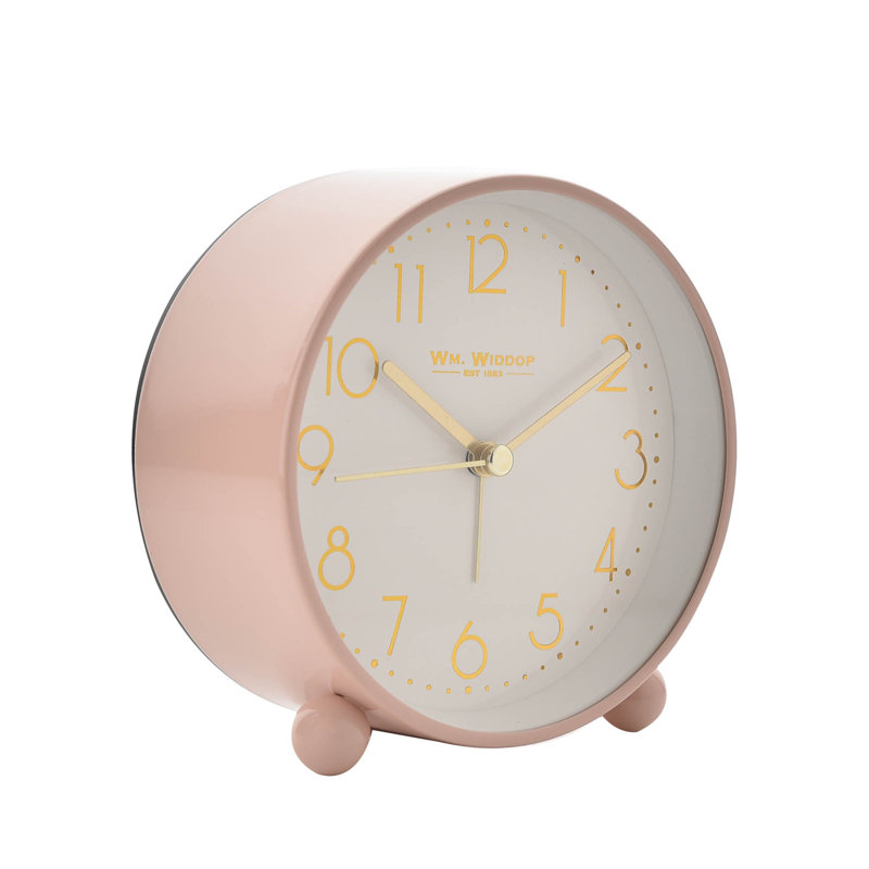 William Sleek & Chic Modern Analogue Metal Quartz Movement / Crystal Alarm Tabletop Clock, Blush Pink