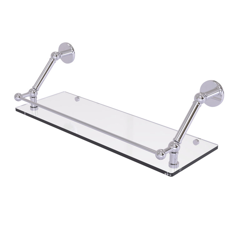 Tablette flottante Dalston avec barre de galerie, Chrome poli, H 8 po x l 24 po x P 8,6 po