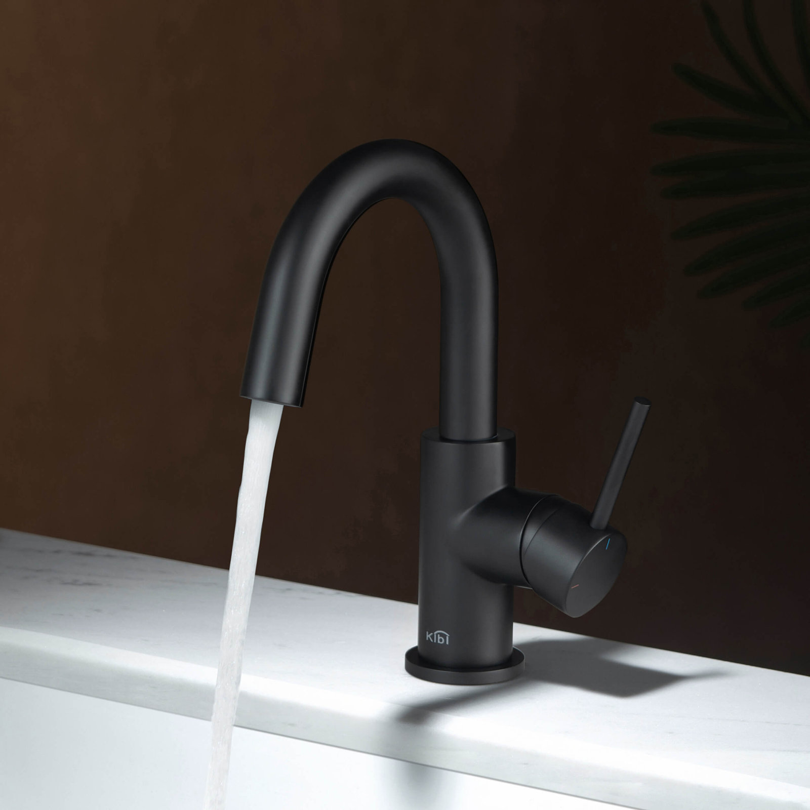 Circular Single-Hole Bathroom Faucet with Drain, Matte Black