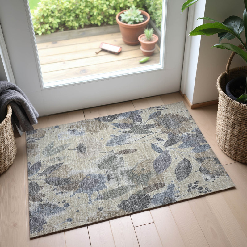 Premium Machine Washable Harjo AMF1549 Floral Rug, Rectangle 1'8" x 2'6"