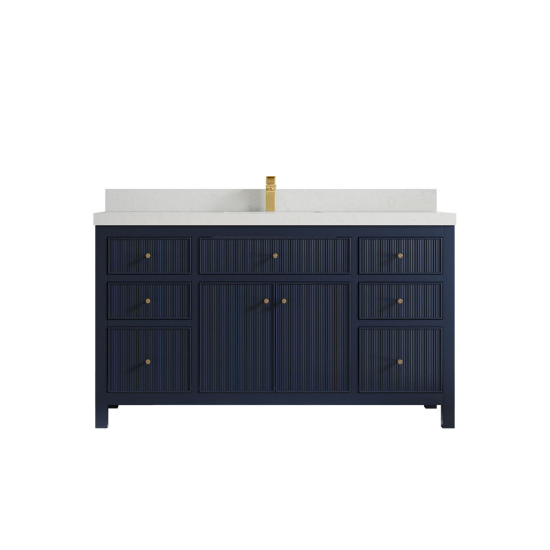 Meuble-lavabo double 60 po, Quartz de Carrare