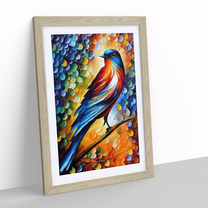 Beautiful Bird No.5 - Single Picture Frame Painting, 64cm H x 46cm W x 2cm D, Oak Framed