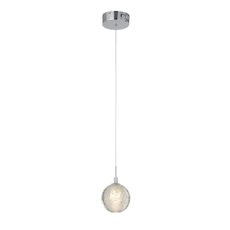 Zerkle 1-Light Chrome Single Pendant With A Clear Bubble Crystal Shade