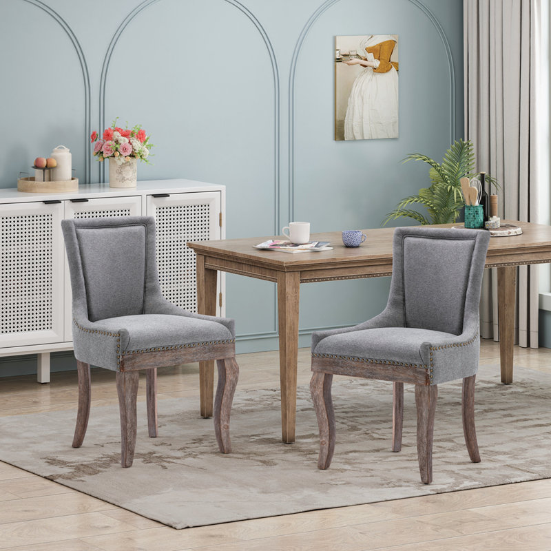 One Allium Way® Bronze Nail Head Upholstered Side Dining Chair ...