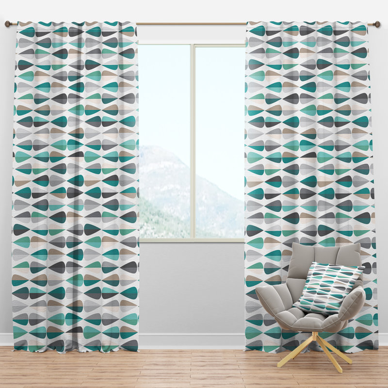 Retro Abstract Drops III - Abstract Curtain - Velvet Room darkening - 1 panel, 52"W x 120"L