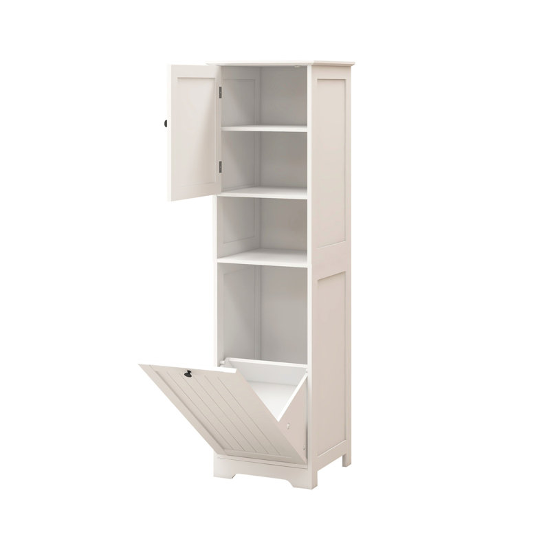 One White Laundry Sorter - Tilt-out Cabinet, E1 , Painting, 60 Lbs Capacity, Space Saver, Easy To Assemble Cabinet One Door, Compartment, Painted Finish, Load Saving, Simple Assembly Soon And Easily