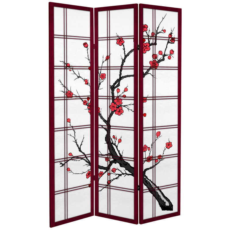 Cloison à motif cerisier en fleurs Shoji, Bois de rose