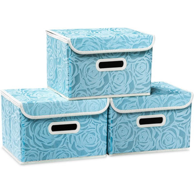 Boîtes de rangement empilables avec couvercles [paquet de 5] Bacs de rangement décoratifs en tissu