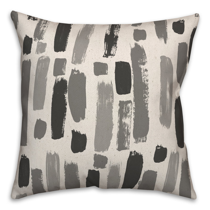 Abstract Outdoor Reversible Throw Pillow, Black/Gray