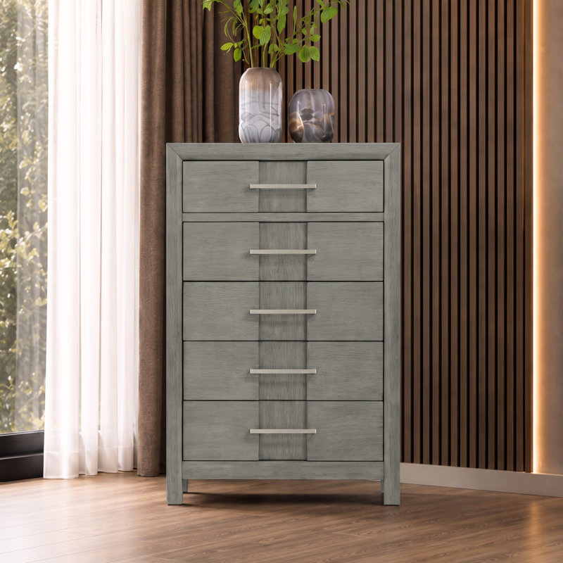 Adryan 34'' W 5 - Drawer Chest, Gray