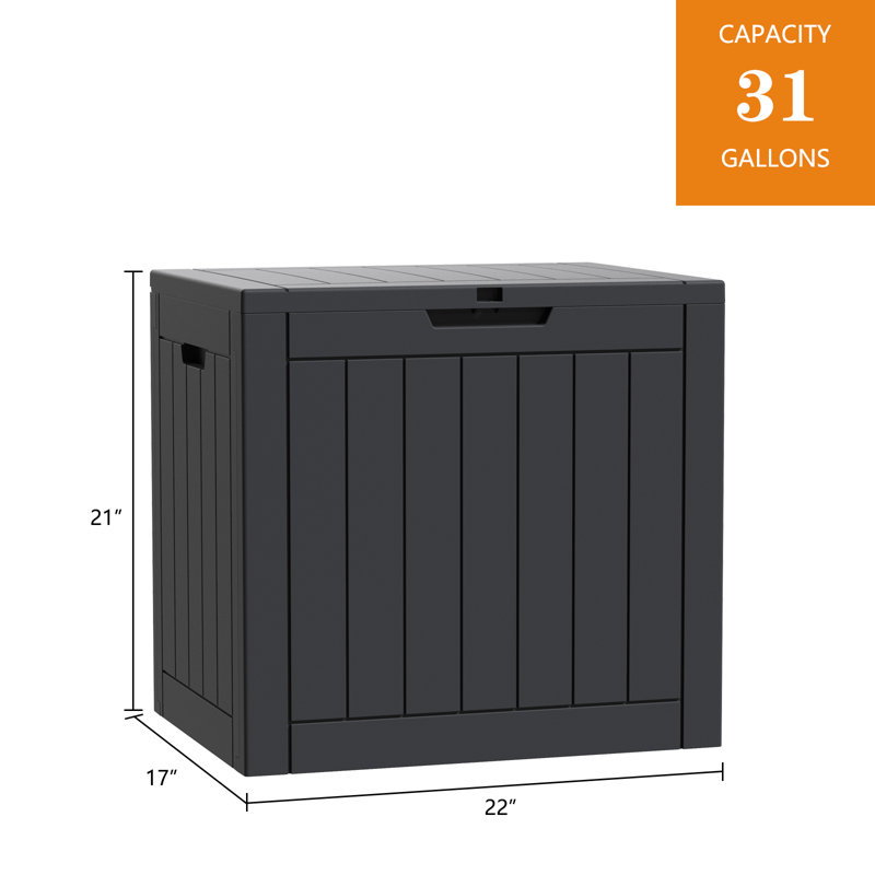 Waterproof Storage Deck Box Polypropylene Patio Lockable Organization Container Outdoor Side Table, 21" H x 22" W x 17" D