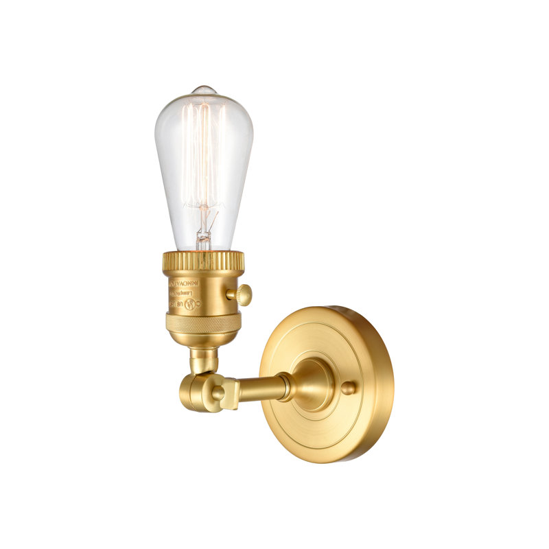 Applique murale 1 lumière 5 po Bell, Ampoule incandescente rétro 60 watts, Plaqué couleur fumée, Or satiné