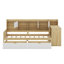 Lit de jour simple en L en bois avec tiroirs, bureau et bibliothèque-110445556