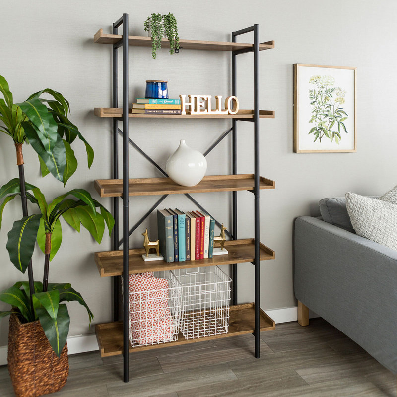 Jessica 92cm W Steel Etagere Bookcase, Metallic
