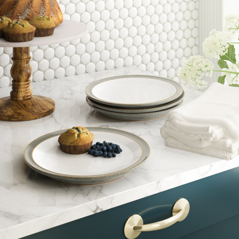 Denby Elements Medium Plates, Light Grey