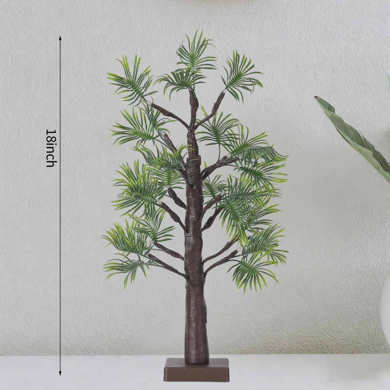 Lighted Artificial Bonsai Tree with 48 Warm White LEDs, Battery & USB Powered, Plantain