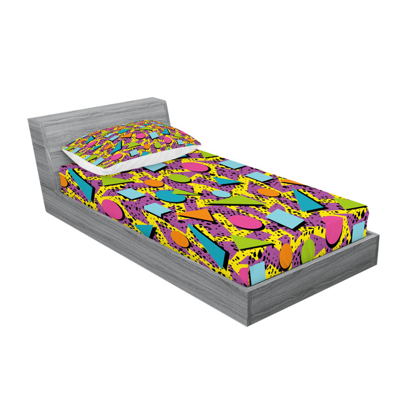 Multicolore ensemble de draps et taies décoratives Ambesonne, Ensemble de draps pour lit simple TG + 1 drap-hous