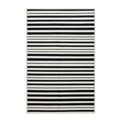  Tapis lavable rayé noir et blanc
