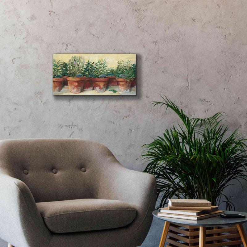 «Aapri Pots Herbs I» sur toile par Carol Rowan, H 12 po x l 24 po x P 0,75 po