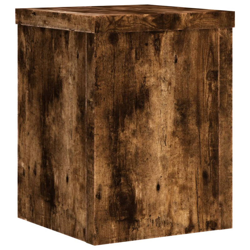 Plant Stand - Set of 2, Smoked Oak, 20cm H x 15cm W x 15cm D