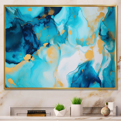 Turquoise luxueux, art fluide abstrait sur toile
