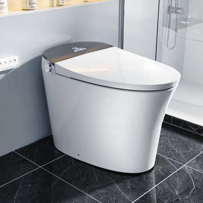 ADA Height Smart Toilet with Bubble Shield, Zero Water Pressure Flush, Heated Bidet Seat, Warm Air Dryer, Auto Flush & Remote Control