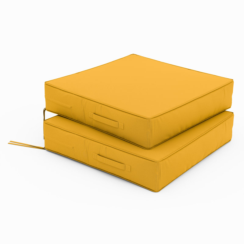 Coussins de siège d'extérieur (ensemble de 2), Jaune, 3 pouces, L 19 po x P 19 po