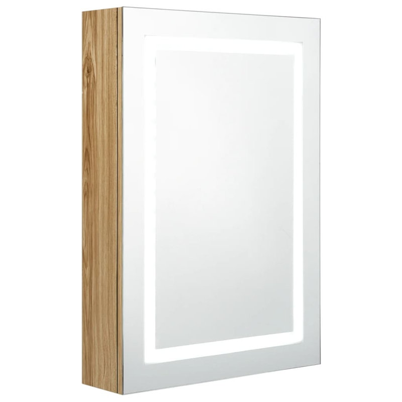 Barfuss 500mm W 700mm H Surface Frameless Medicine Cabinet with Mirror and Fixed Shelves, Oak