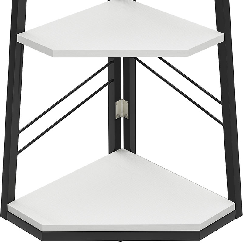 160 H × 35 W Corner Shelf Unit，Modern Ladder Shelving Unit, White/Black