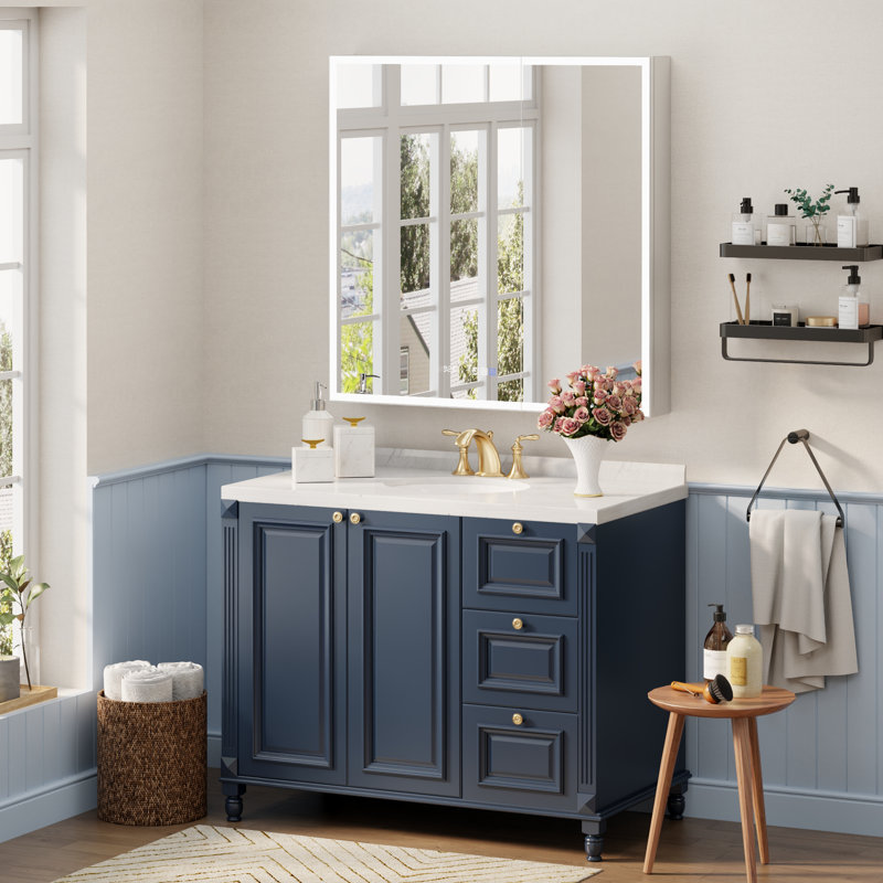 Armoire à pharmacie sans miroir avec miroir et 3 tablettes réglables l 36 po H 36 po Seevers