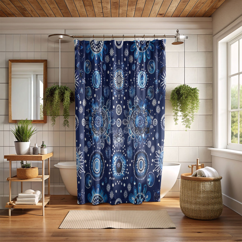 Motif bohémien - Rideau de douche Premium, H 74 po x l 71 po