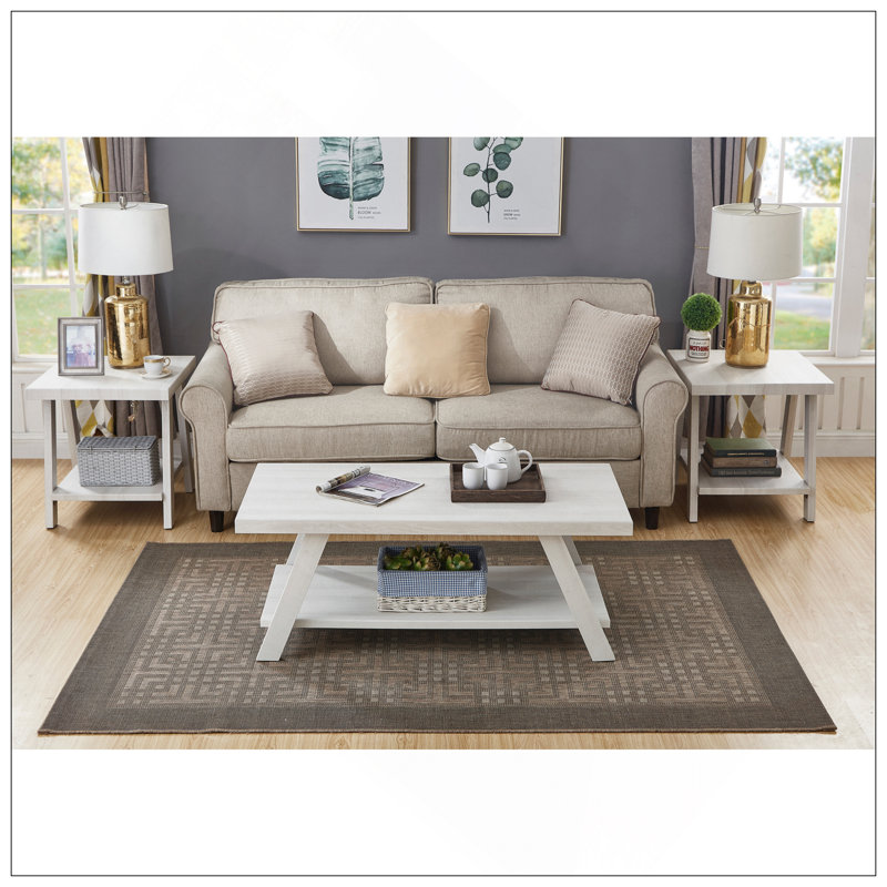 Ensemble de tables basses Athens, Blanc, Blanc